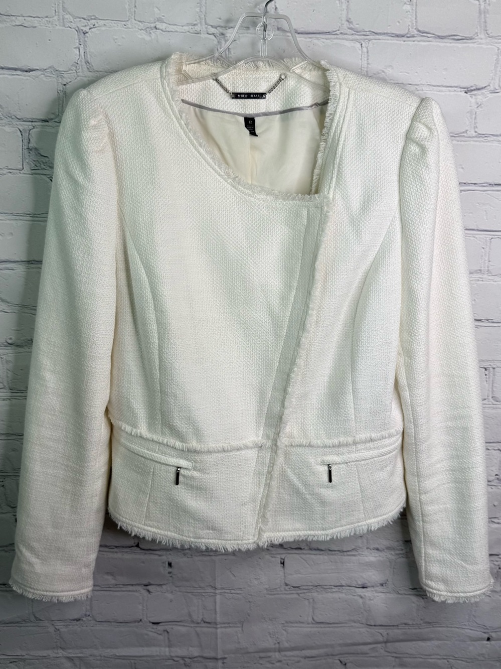 White House Black Market Moto Style Fringe Blazer 12